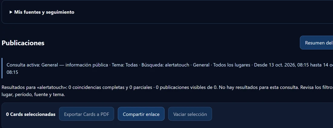 Captura real de las herramientas de selección y exportación de Cards de Collector